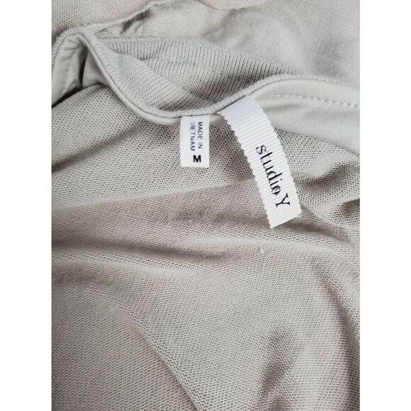 Studio Y Taupe Ruffle Open Front Cardigan M - Picture 6 of 8